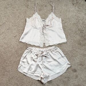 Abercrombie & Fitch Cream Lace Pajama Set